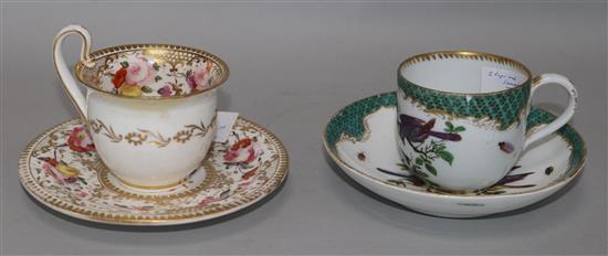 A Meissen cup and saucer and a Coalport cup and saucer 14, 14.5cm
